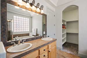 Bathroom with a garden tub and double vanity