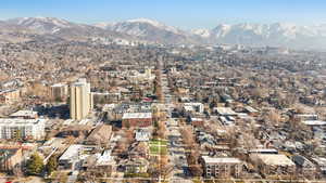 Mountain view featuring nearby urban area