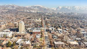 View of mountain backdrop with nearby urban area