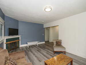 Unit 1 main floor with fireplace