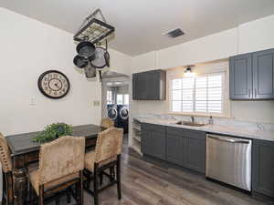 Unit 1 Kitchen with appliances and dishes