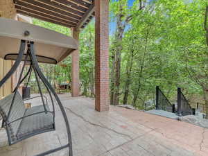 View of patio with stairs