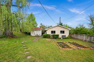 Backyard view of She-Shed