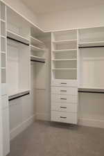 Walk in closet with carpet