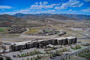 Aerial view of a mountainous background