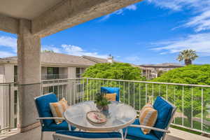 Balcony with outdoor dining area