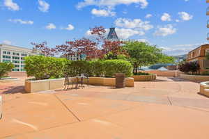 View of patio with fence