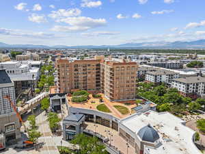 View of urban area with a mountain backdrop