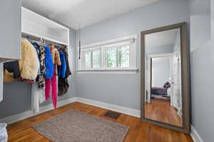 Walk in closet featuring hardwood / wood-style floors