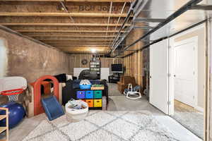 View of unfinished basement