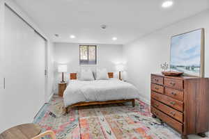 Bedroom featuring recessed lighting and baseboards