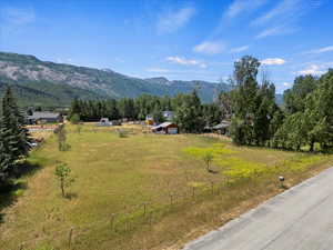 Mountain view with rural landscape
