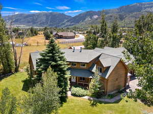 View from above of property with mountains