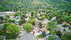 Aerial perspective of suburban area