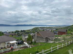 View of mountain backdrop and Bear Lake