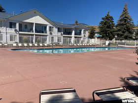 Community pool with fence