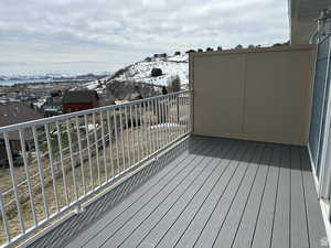 Deck featuring a mountain view