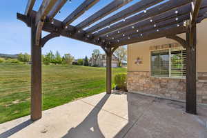View of patio featuring a pergola