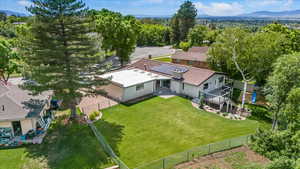 View from above of property with mountains