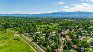 Drone / aerial view of a mountain backdrop