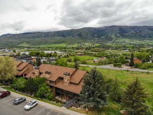 View of mountain backdrop with a nearby body of water