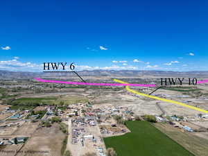 Aerial view of a mountainous background