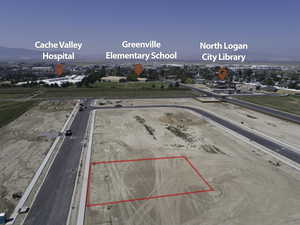 Aerial view of property's location with property boundaries highlighted