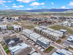 Bird's eye view of a mountainous background