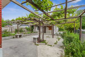 View of patio featuring a pergola and a fenced backyard