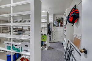 Spacious closet with carpet