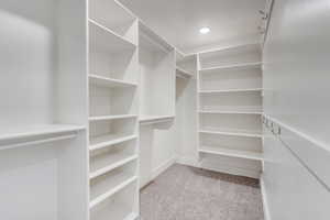 Spacious closet with carpet