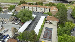 Aerial perspective of suburban area