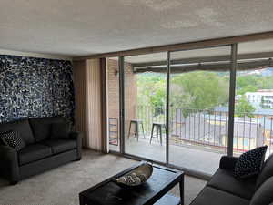 New Carpeted living area featuring views and lots of light