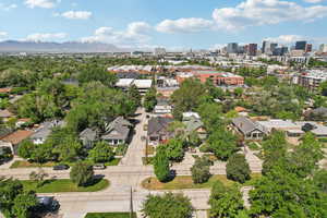 Aerial view of a mountainous background