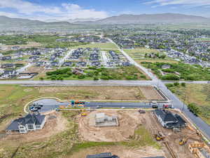 Drone / aerial view of a mountain backdrop