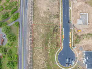 Aerial overview of property's location featuring property boundaries highlighted