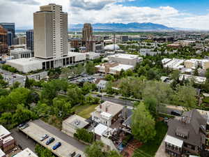 View of urban area with a mountain backdrop