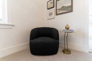 Living area featuring carpet floors