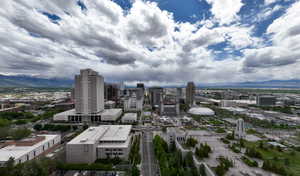 City view with mountains