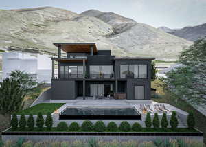 Rendering of rear view with finished pool
