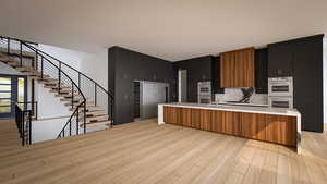 Rendering of kitchen and staircase