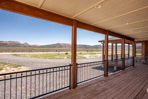 Deck featuring a mountain view