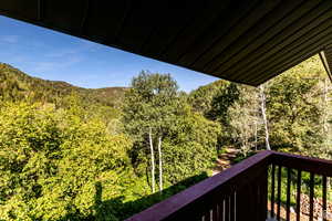 Balcony with a view of trees