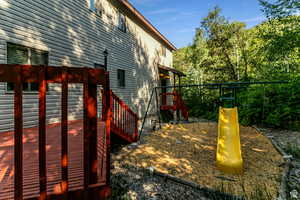 View of yard with a deck