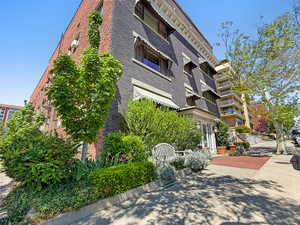 View of building exterior walking east