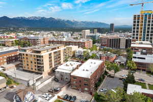 View of city with a mountain backdrop