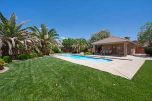View of swimming pool featuring a patio