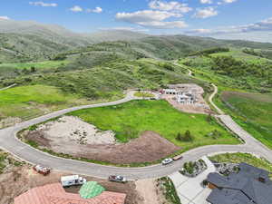 Bird's eye view of a mountain backdrop