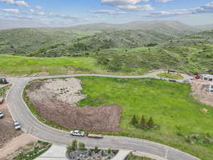 Bird's eye view of a mountain backdrop