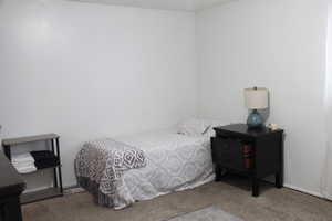 Bedroom with carpet flooring